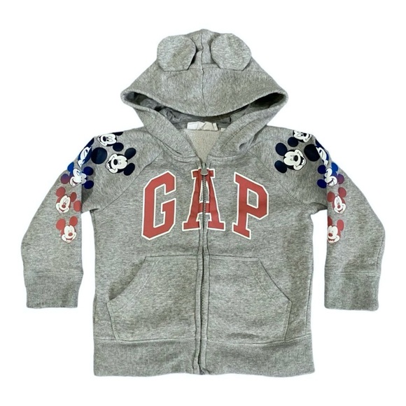GAP Other - Baby Gap x Disney Mickey Mouse Hoodie Toddler 2T Gray Zip Up Sweatshirt w/ Ears